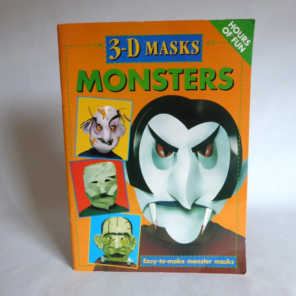 NEW 3-D MONSTER HALLOWEEN PAPER MASK ACTIVITY BOOK MUMMY DRACULA FRANKENSTEIN